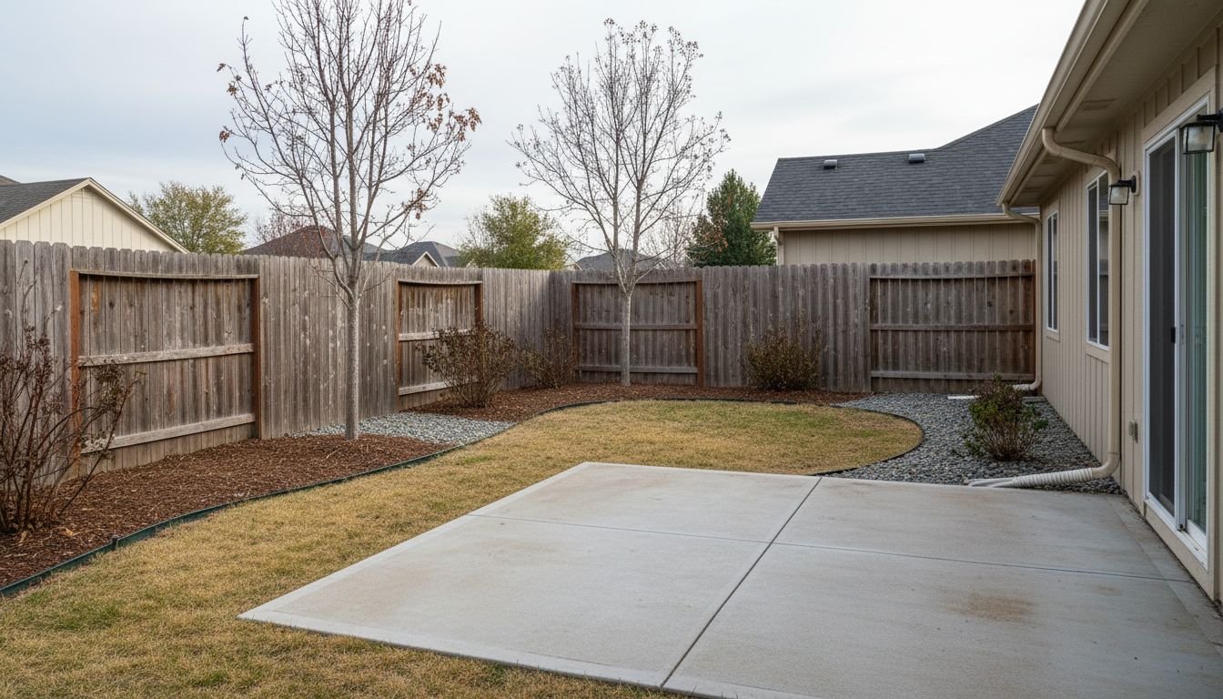 Ordinary backyard photo before AI garden design